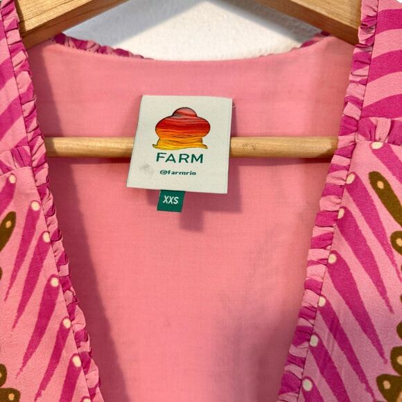 Farm Rio Palm Scarf Sand Mini Dress Size XXS - Picture 7 of 15